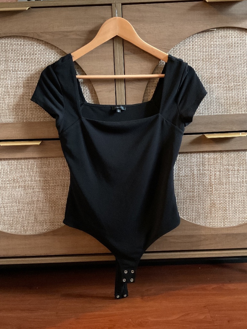 Dynamite - Black Square Neckline Thong Bodysuit - size M